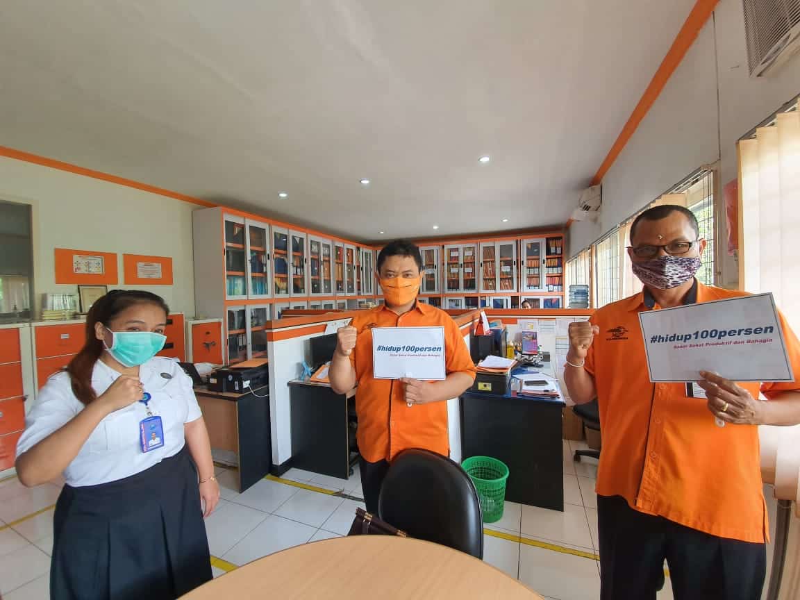 KIE P4GN dan tagar #hidup100persen dengan Media Tatap Muka dalam rangka persiapan Kegiatan Pemeriksaan Test Urine Narkotika bagi para Pejabat PT.POS Indonesia Kanwil Regional 8 Bali