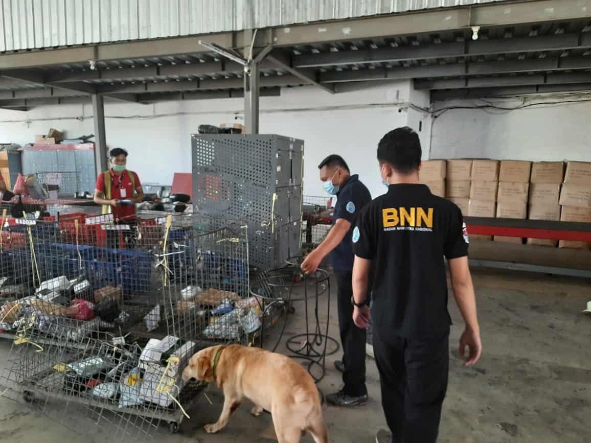 Penyisiran Narkotika Unit Deteksi K-9 BNN Provinsi Bali