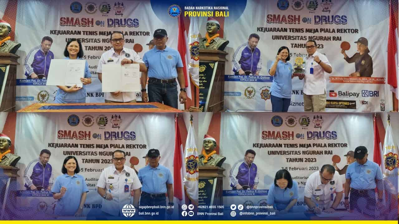 Penandatanganan MOU BNNP Bali dengan Universitas Ngurah Rai Dan Pembukaan Kejuaraan Tenis Meja Piala Rektor Universitas Ngurah Rai Konsep Otomatis