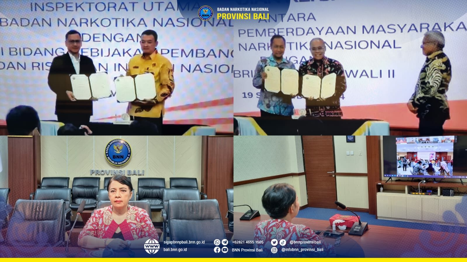 Penandatanganan PKS Inspektorat Utama BNN RI Dengan Deputi Bidang Kebijakan Pembangunan BRIN Dan Penandatanganan PKS Deputi Dayamas BNN RI Dengan PT Pabrik Gula Rajawali II melalui virtual ZOOM Konsep Otomatis