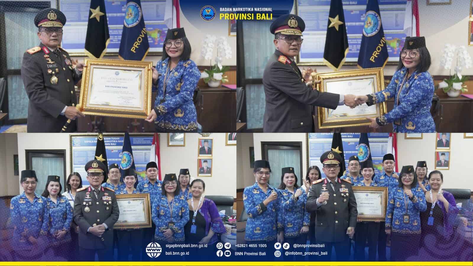 Ka BNNP Bali Serahkan Piagam Penghargaan Pencapaian Nilai IKPA Dengan Nilai 100 Kepada Plt. Kepala Bagian Umum BNNP Bali Konsep Otomatis